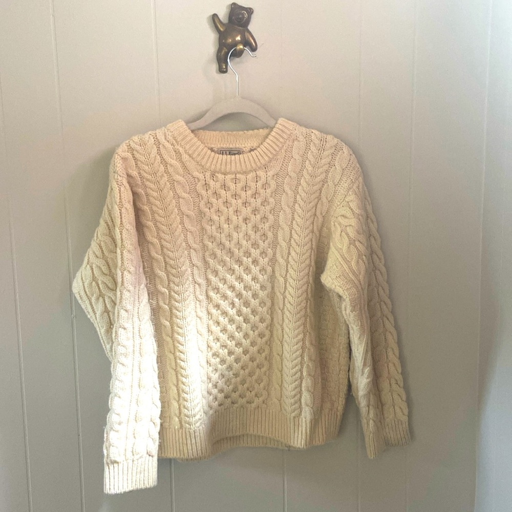 Vintage LL Bean Sweater cream/off white size L 100% wool